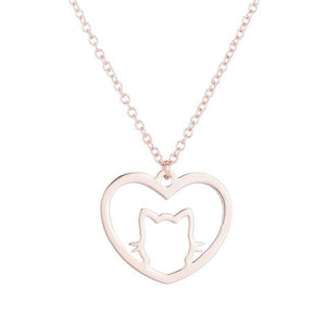 Cat Heart Necklace cat necklace