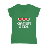 Gamer Girl Video Game ﻿Classic Women's V-Neck T-Shirt Gamer Girl Video Game ﻿Classic Women's V-Neck T-Shirt