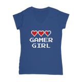 Gamer Girl Video Game ﻿Classic Women's V-Neck T-Shirt Gamer Girl Video Game ﻿Classic Women's V-Neck T-Shirt