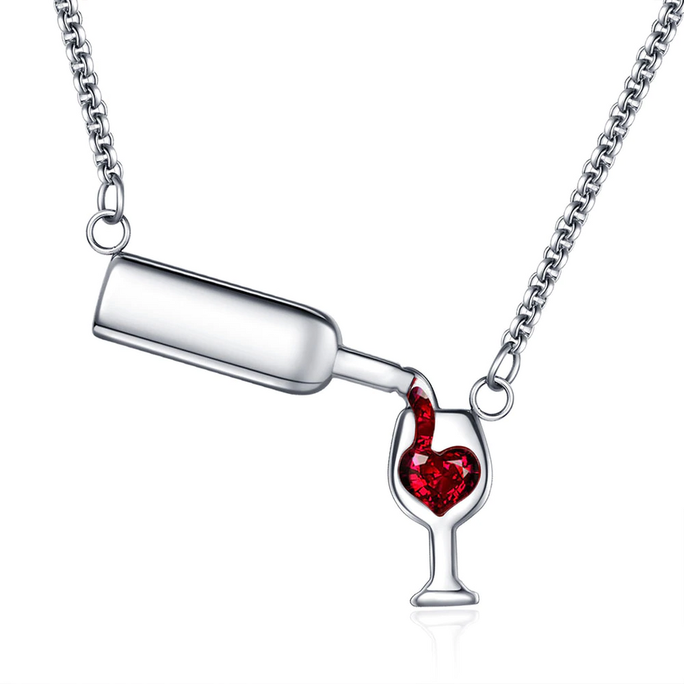 wine glass necklace, wine necklace