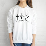 Faith, Hope, & Love Letter Christian Jesus Sweatshirt Faith, Hope, & Love Letter Christian Jesus Sweatshirt
