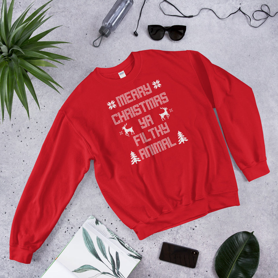 Merry Christmas Ya Filthy Animal Unisex Ugly Xmas Sweater Sweatshirt