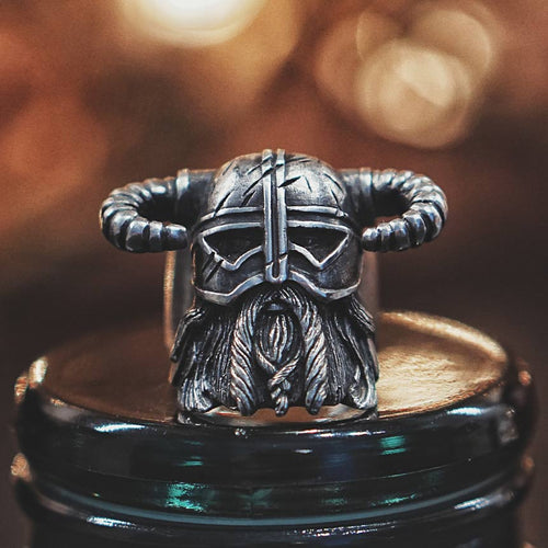 Viking Nordic Style Horn Helmet Ring