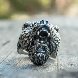 Viking Bear Warrior Stainless Steel Ring viking ring viking wedding rings mens viking rings norse rings nordic rings