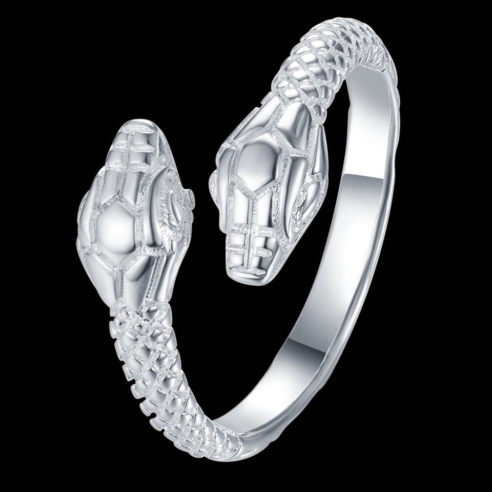 Adjustable Silver Plated Snake Ring