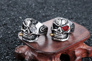 Gold Smoking Skull Ring skull rings for men skull ring skull rings for women