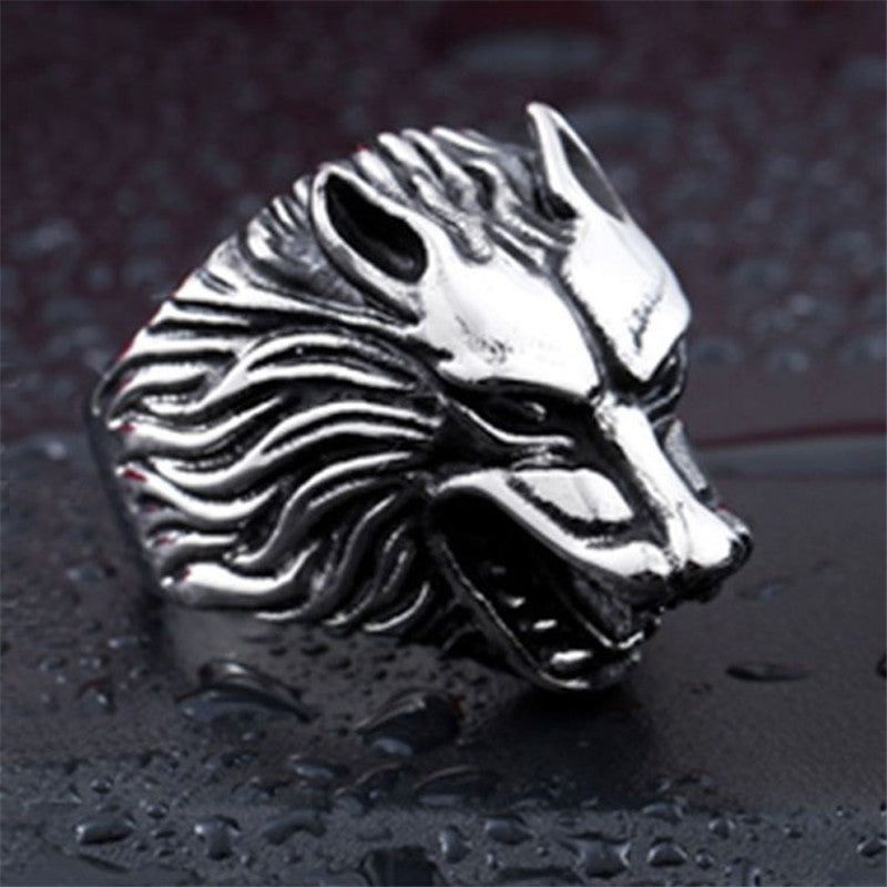 Stainless Steel Wolf Head Ring