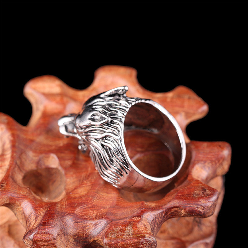 Stainless Steel Wolf Head Ring