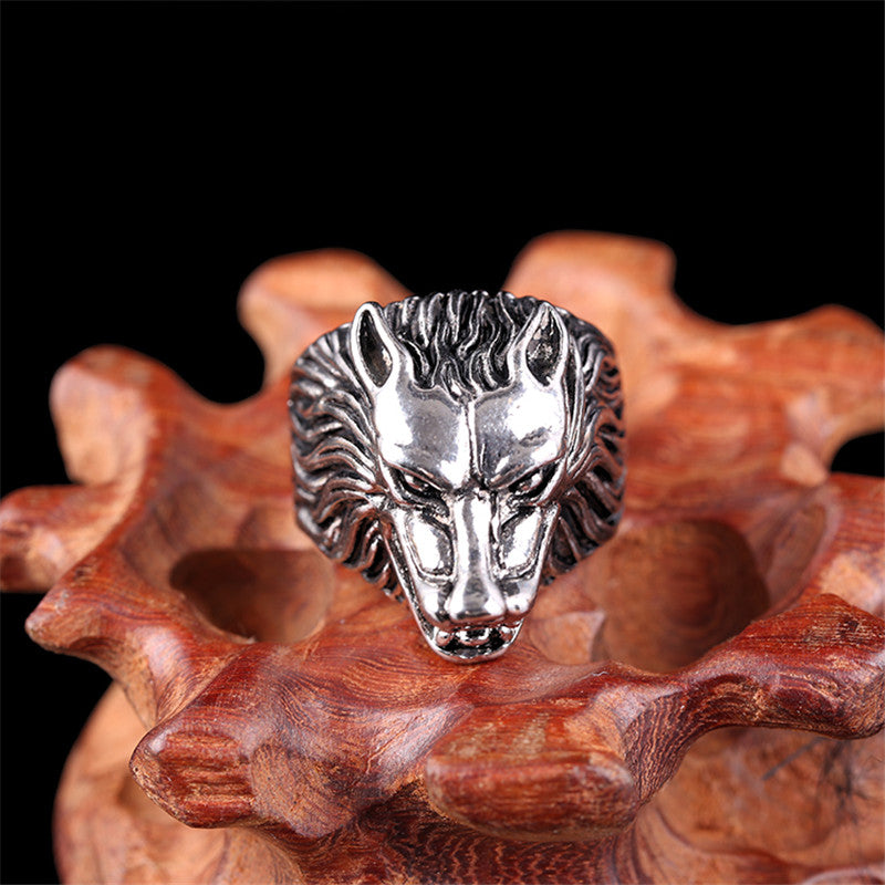 Stainless Steel Wolf Head Ring