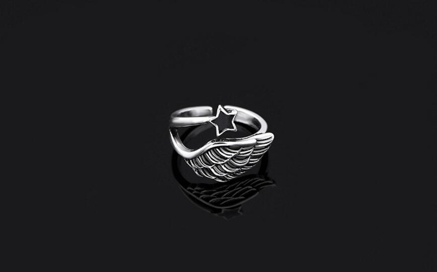 Angel Wings Silver Adjustable Ring