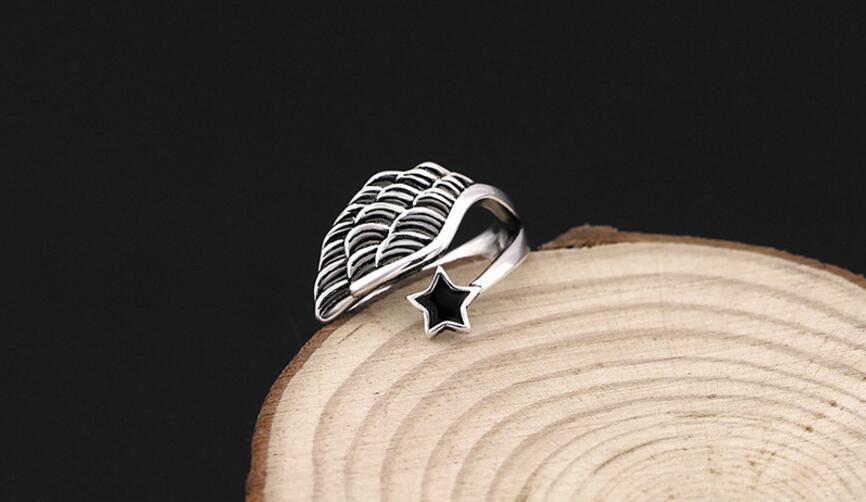 Angel Wings Silver Adjustable Ring