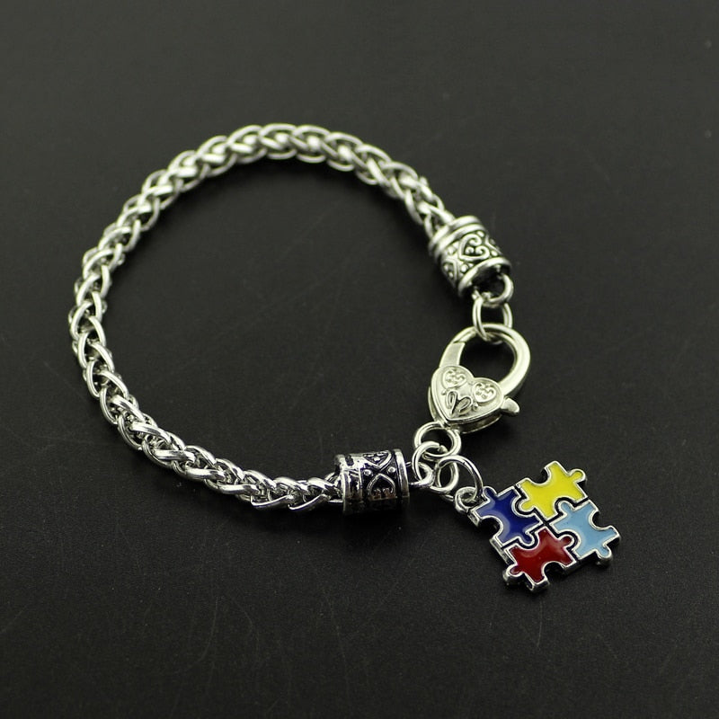 Autism Awareness Puzzle Charm Bracelet