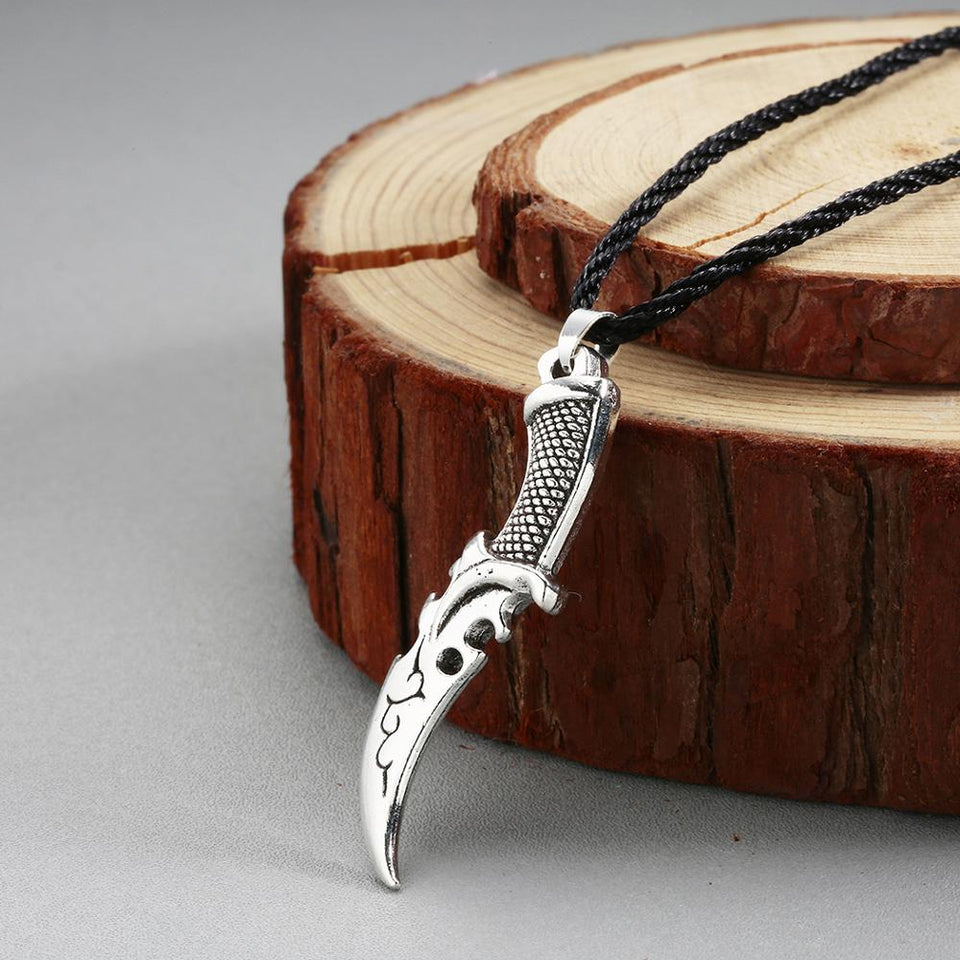 Silver Dagger Pendant Necklace