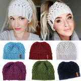 Ponytail Beanie Knitted Winter Hat ponytail beanie cc ponytail beanie beanie with ponytail hole ponytail beanie hat beanie with hole for hair beanie hat with ponytail hole