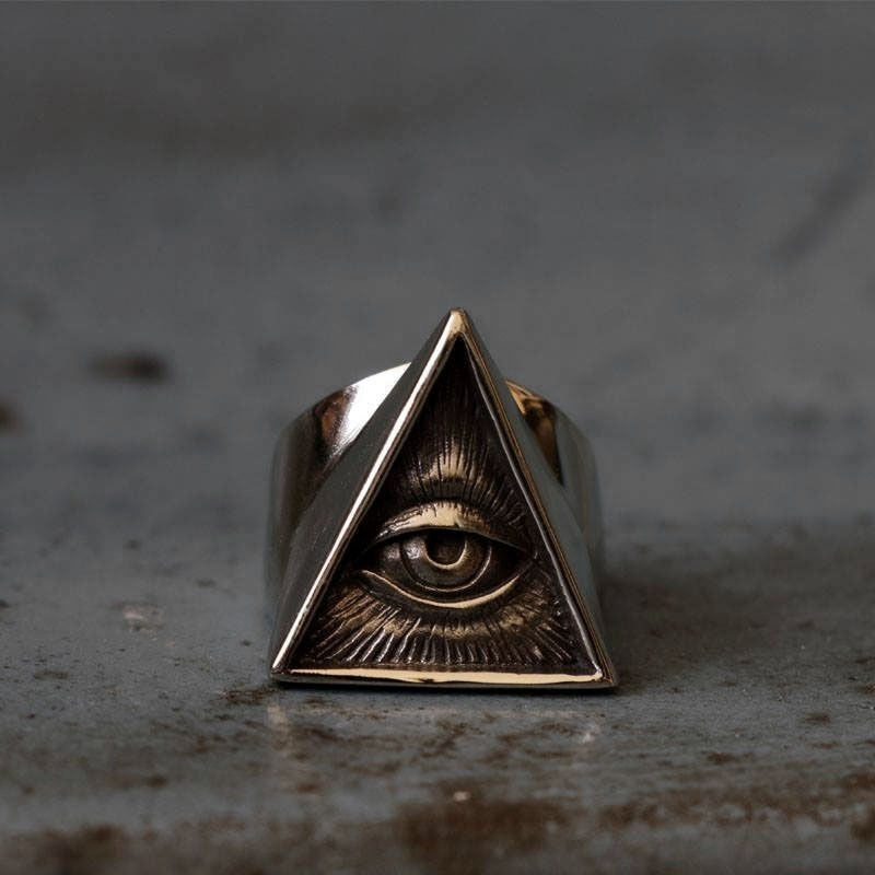 Eye of Providence Illuminati Silver 316L Stainless Steel Ring