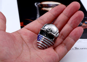 American Flag Stainless Steel Mens Skull Ring skull rings for men skull ring skull rings for women