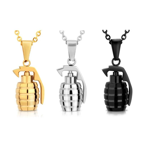 Classy Men's Grenade Pendant Necklace