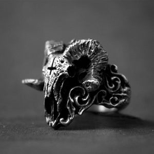 Satanic Demon Baphomet Stainless Steel Skull Ring satanic rings