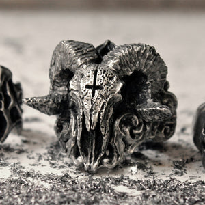 Satanic Demon Baphomet Stainless Steel Skull Ring satanic rings