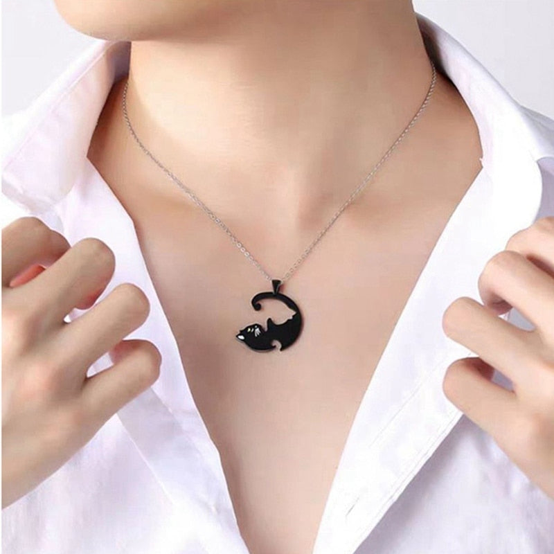 cat necklace, couple necklace, relationship necklaces, couple chains, his and hers necklaces