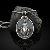 Virgin Mary Commemorative Necklace Religious Christian Stainless Steel Necklace Christian Necklace, Virgin Mary Necklace, Religious Necklace