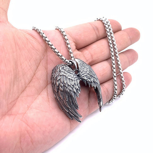 316L Stainless Steel Angel Wing Pendant Necklace