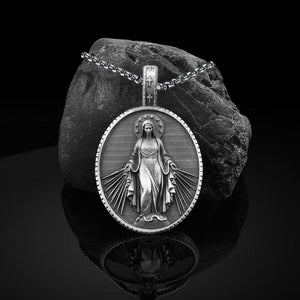 Virgin Mary Commemorative Necklace Religious Christian Stainless Steel Necklace Christian Necklace, Virgin Mary Necklace, Religious Necklace