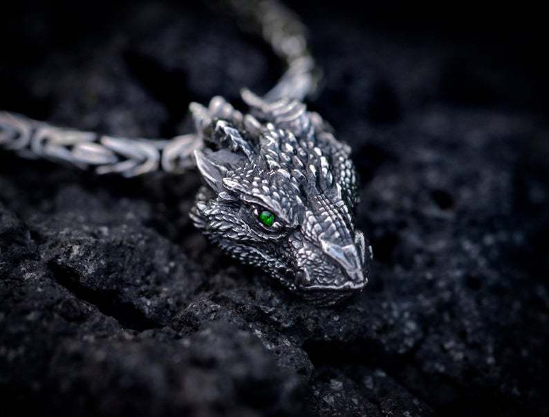 Vintage Unisex Dragon Pendant Necklace