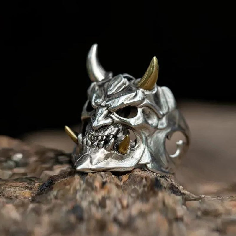 Vintage Mens Horror Demon Skull Ring | Devil Skull Ring