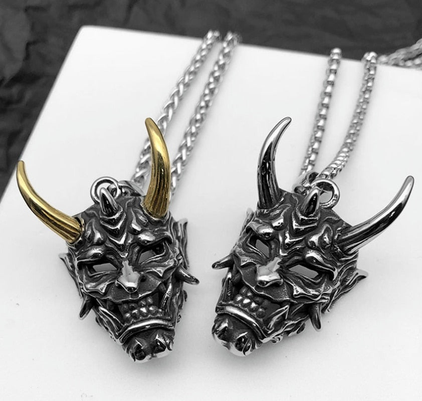 Ninja Samurai Ghost Skull Mask Necklace