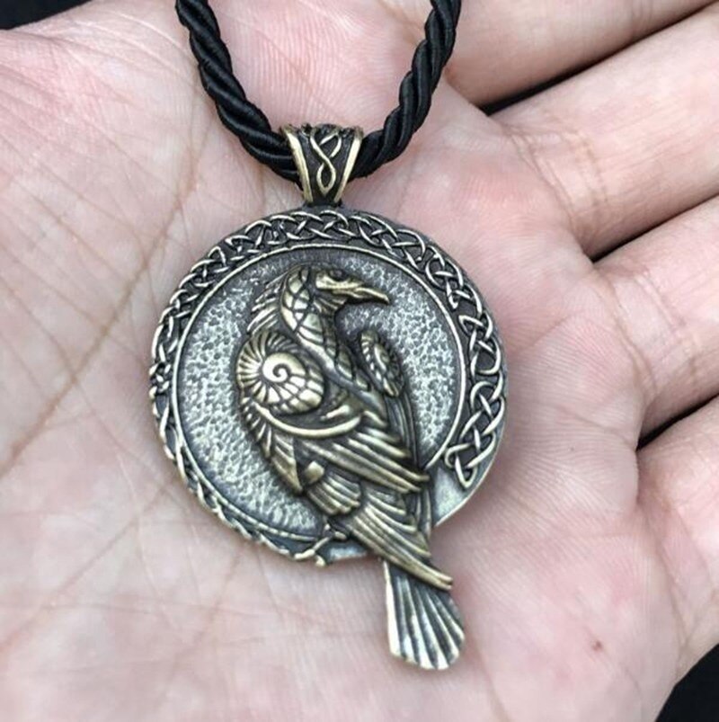 Viking Crow Raven Pendant Necklace