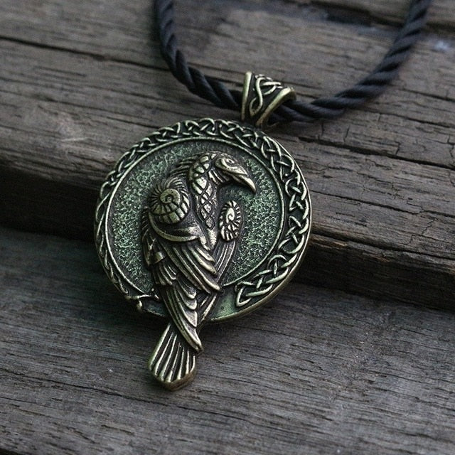 Viking Crow Raven Pendant Necklace