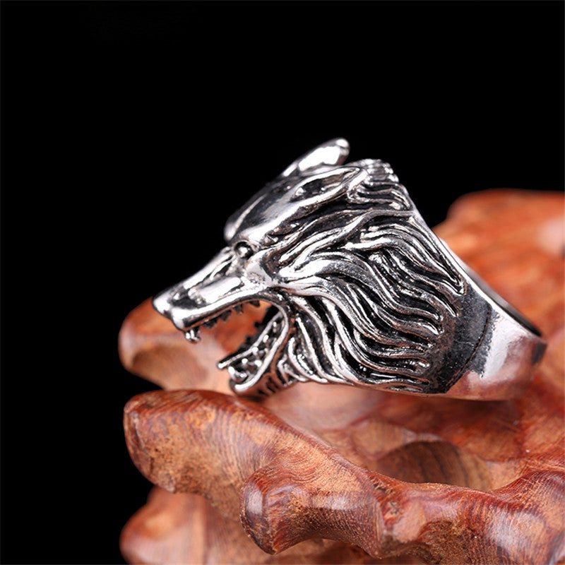 Stainless Steel Wolf Head Ring