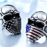 American Flag Stainless Steel Mens Skull Ring skull rings for men skull ring skull rings for women