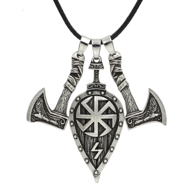 Axe & Shield Pendant Necklace