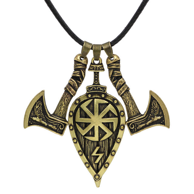 Axe & Shield Pendant Necklace