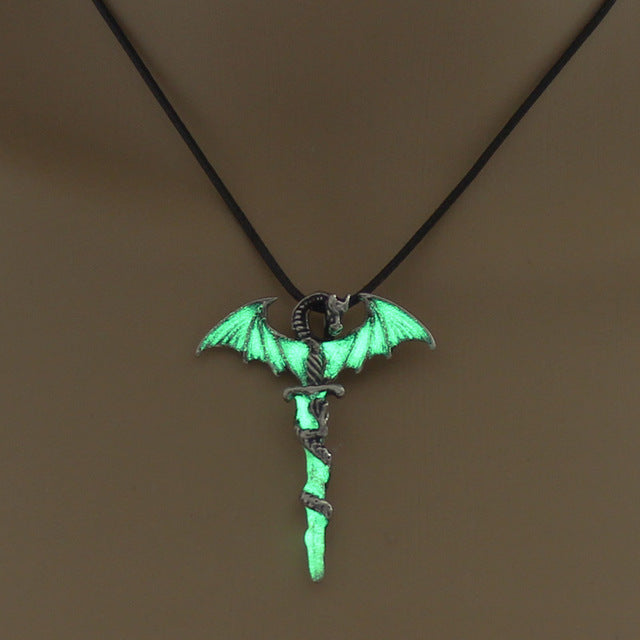 Glow In The Dark Dragon Sword Necklace