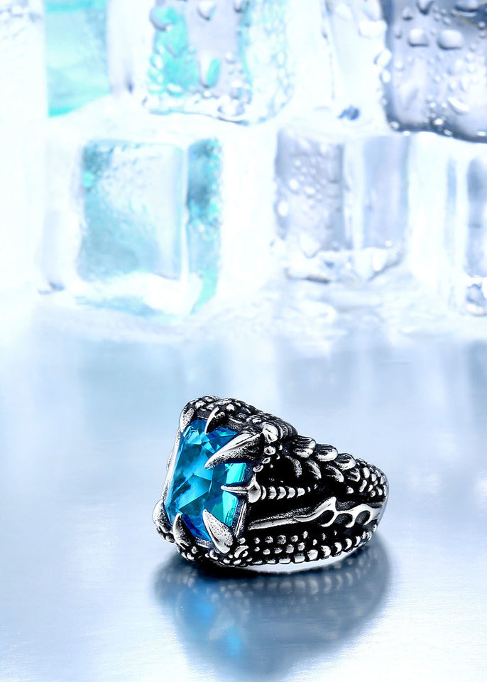 Dragon Claw Ring With Red/Blue/Black Stone