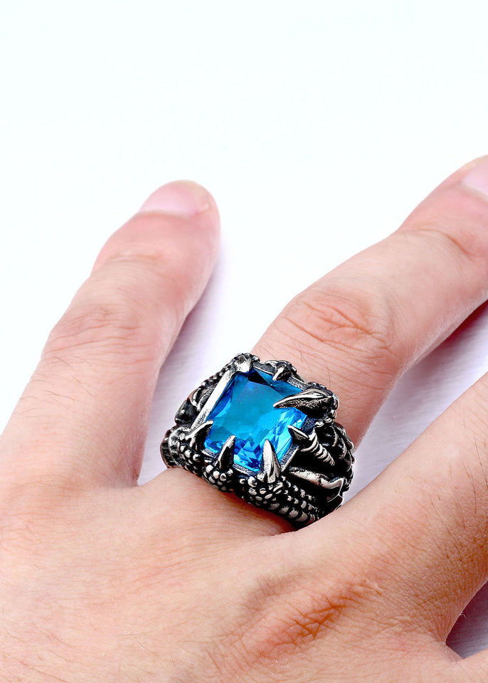 Dragon Claw Ring With Red/Blue/Black Stone