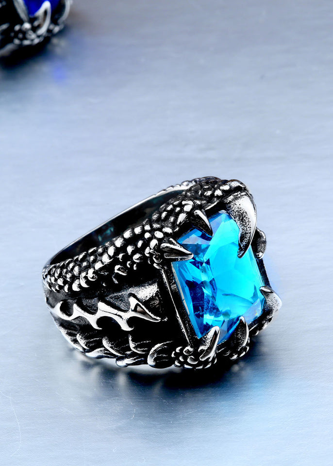 Dragon Claw Ring With Red/Blue/Black Stone