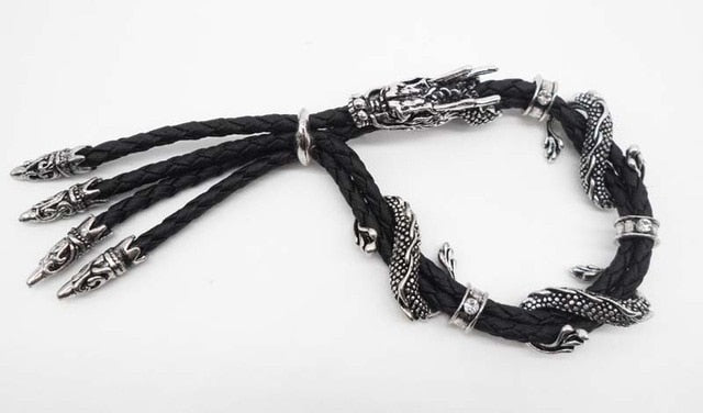 Classic Leather Dragon Bracelet