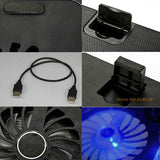 Adjustable 5 Fan Laptop Cooler Cooling Stand Pad Blue LED With USB Port For 10 inch - 17 inch Laptops Adjustable 5 Fan Laptop Cooler Cooling Stand Pad Blue LED With USB Port For 10 inch - 17 inch Laptops