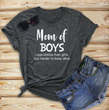 Mom Of Boys Less Drama Than Girls, But Harder To Keep Alive T-Shirt Mom Of Boys Less Drama Than Girls, But Harder To Keep Alive T-Shirt