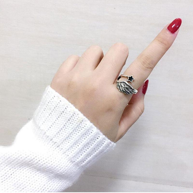 Angel Wings Silver Adjustable Ring