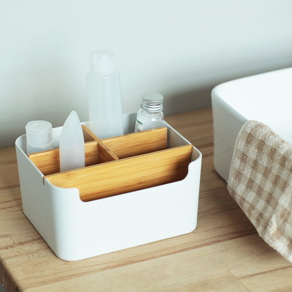 Desktop Bamboo Storage Grid Organizer