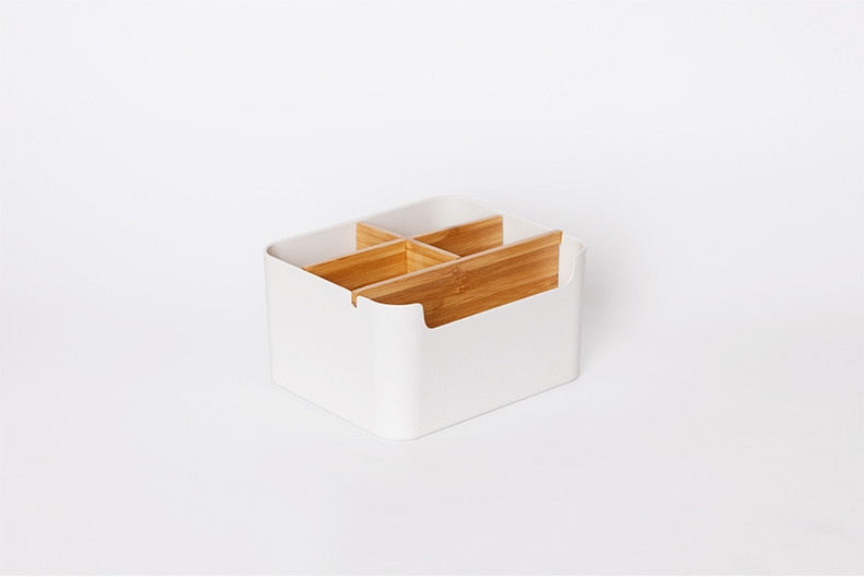 Desktop Bamboo Storage Grid Organizer