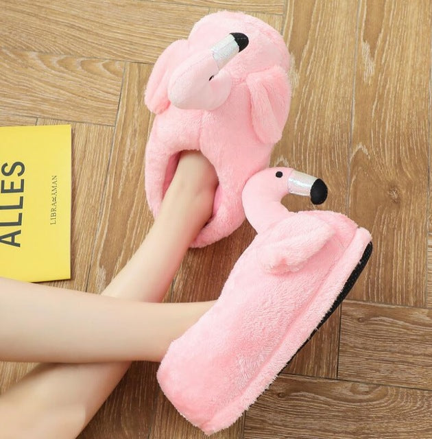 Fluffy Flamingo Slippers