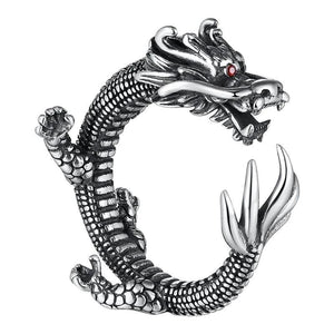 Zircon Eyes Sterling Silver Dragon Ring Zircon Eyes Sterling Silver Dragon Ring