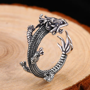 Zircon Eyes Sterling Silver Dragon Ring Zircon Eyes Sterling Silver Dragon Ring