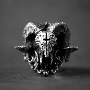 Satanic Demon Baphomet Stainless Steel Skull Ring satanic rings